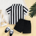 Children's clothing summer new style men's and women's baby striped printed set - Image 2