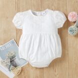 Summer New Baby Girl Bubble Sleeves Jacquard Triangle Sweetheart