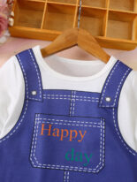 Long sleeved round neck cat print denim blue A skirt - Image 5