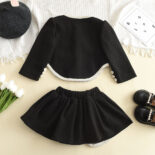 Girls' autumn suit, new girl, fashionable long-sleeved cardigan, baby skirt two-piece set - Image 5