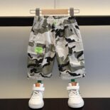 Boys New Boys Summer Casual Cropped Pants Handsome Children's Summer Dress Camouflage Pants - Image 3