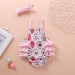 New summer baby girl suspender cute ice cream polka dot printed hoodie - Image 2