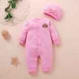 New Baby Long sleeved Cute Crown Sticker Bow Hat Sweetheart Jumpsuit - Image 2