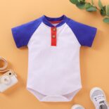New summer children's clothing for boys and girls, cute polo shirts with color blocking, baby jumpsuit - Image 4