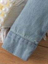 Baby girl spring and autumn sleeveless fawn print dress denim embroidery long sleeve jacket - Image 6