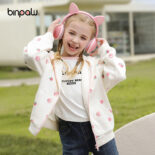 Children's clothing for girls new spring and autumn jacket long sleeve solid color jacket slim fit cartoon fashion hooded zipper - Image 2