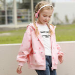 Children's clothing for girls new spring and autumn jacket long sleeve solid color jacket slim fit cartoon fashion hooded zipper - Image 4