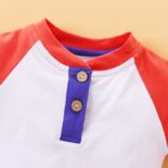 New summer children's clothing for boys and girls, cute polo shirts with color blocking, baby jumpsuit - Image 3
