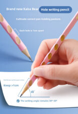 Clicker bear pencil elementary school student corrects grip posture with hole pencil 2b triangle grip child beginner 2b than HB pen - Image 7