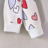 Girls casual sportswear fashion love print spring and autumn long sleeve sweatshirt threaded collar threaded cuffs threaded hem - Image 4