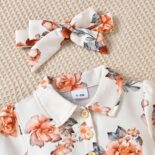 Autumn New Baby Girl Printed Princess Style Triangle +Headscarf One Piece - Image 2