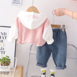 Baby clothes girls cartoon spring clothes set new style children's baby bear rabbit two-piece set tide - Image 2