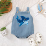 Baby boy corduroy cute shark towel embroidered suspender