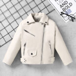 Children's leather jacket girls leather jacket spring and autumn new version of children's jacket children's clothing - Image 4