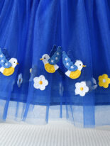 Girls Striped Dress Summer Dress New Baby Girl Foreign Mesh Stitching Bird Embroidery Princess Dress Summer - Image 6