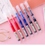 Large capacity straight liquid gel pen rollerball pen black water-based pen 0.5mm student note-taking color quick-drying pen