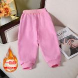 Girls' Fleece Pants New Thickened Autumn and Winter Clothes Style Baby Girl Sweatpants Integrated Velvet Children's Sweatpants - Image 4