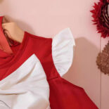 Summer New Little Flying Sleeve Bow Red Set - Image 3