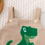 Cross-border infant neutral corduroy dinosaur towel embroidered suspender Ha Yi E2425 - Image 5