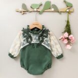 Children's Clothing Girl Baby Princess Girl Long sleeved Mesh Embroidered Triangle Climbing Cloth One piece Children's