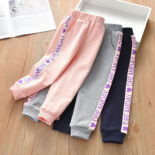 Girls' pants spring and autumn wear children's versatile slacks new fashion autumn webbing sweatpants