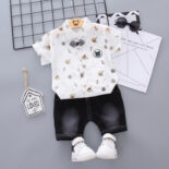 Cute baby summer clothes boys small children baby children summer clothes boys short sleeve suit small children two-piece set