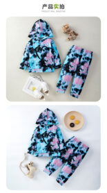 Men's and women's spring and autumn clothes 2-piece set fashion tie-dye print love hooded sweatshirt trouser set - Image 4