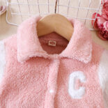 Children's Clothing New Girls Autumn and Winter Short Plush Lapel Casual Jacket - Image 3