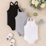 Fashion baby striped triangle summer new fashion casual suspender solid color