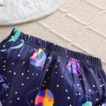 Children's short sleeve set, summer baby loungewear, pajamas, boys, thin cartoon dinosaur, luminous effect two-piece set - Image 4