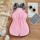 Children's clothing girls letter print pull rack jumpsuit suspender bow jumpsuit - Image 5