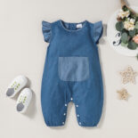 New Summer Baby Girl Flying Sleeve Cowboy Long Leg Crawling Hoodie