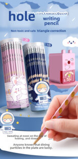 Clicker bear pencil elementary school student corrects grip posture with hole pencil 2b triangle grip child beginner 2b than HB pen - Image 5