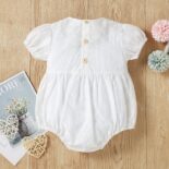 Summer New Baby Girl Bubble Sleeves Jacquard Triangle Sweetheart - Image 2