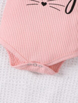 Children's clothing summer baby girl letter suspender flower letter full print shorts set - Image 7