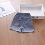 Girls' summer denim cropped pants, girls' bunny baggy shorts, children's casual pants, children's versatile pants - Image 2
