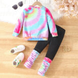 Girls Autumn Personality Three Little Girls Printed Casual Sweatshirt Set of Two Pieces - Image 2