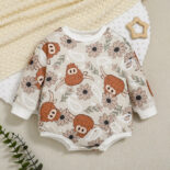 Baby and toddler cute triangle jumpsuit crawling suit, male and female baby long sleeved wrap buttocks jumpsuit