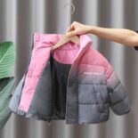 Boys' down padded jacket new boys' winter gradient stand-up collar jacket for medium and large children - Image 2