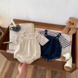 Baby summer bag denim pants for boys and girls summer clothes one-piece casual style the clothes crawling clothes