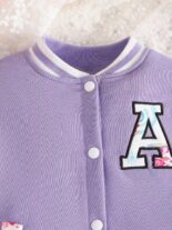 Girls and boys new floral print sleeve stitching solid color long sleeve suit Children's clothing - Image 2