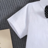 Style children's clothes boys, summer new boys' small suits, baby short-sleeved shirts, bib pants two-piece set - Image 5