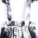 Children's clothing girls tie-dye strap skirt spring and summer new children's black and white gradient small flying sleeve skirt tide - Image 3
