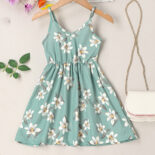 Summer new suspender beach long skirt medium and big children's floral dress high quality parent-child dress