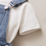 [New Style] children's clothing boy's New Year's denim suspenders and white shirt set of two - Image 9