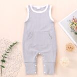 Summer New Summer Infant and Toddler Male and Female Baby Tank Top Striped Long Leg Crawler Dress - Image 4