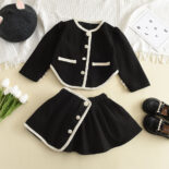 Girls' autumn suit, new girl, fashionable long-sleeved cardigan, baby skirt two-piece set