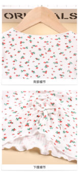 Children's clothing floral undershirt, spring and autumn new middle and large children's girls long sleeve T-shirt top, V-neck casual - Image 6