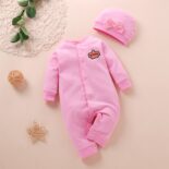 New Baby Long sleeved Cute Crown Sticker Bow Hat Sweetheart Jumpsuit