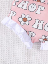 Children's clothing summer baby girl letter suspender flower letter full print shorts set - Image 5